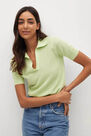 Mango - green Knit cotton polo shirt Mango - green Knit cotton polo shirt