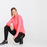 KALENJI - M/L ZIP RUN WARM WOMEN'S LONG-SLEEVED RUNNING T-SHIRT, Fluo Coral Pink KALENJI - M/L ZIP RUN WARM WOMEN'S LONG-SLEEVED RUNNING T-SHIRT, Fluo Coral Pink