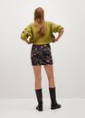 Mango - Black Gathered Printed Miniskirt Mango - Black Gathered Printed Miniskirt
