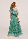 Mango - green Ruffle printed dress, Women Mango - green Ruffle printed dress, Women