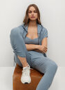 Mango - medium blue Ruched-detail trousers Mango - medium blue Ruched-detail trousers
