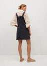 Mango - open grey Black denim pinafore dress, Women Mango - open grey Black denim pinafore dress, Women