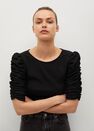 Mango - black Gathered sleeve t-shirt Mango - black Gathered sleeve t-shirt