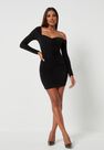 Missguided - Black Black Slinky Off Shoulder Ruched Mini Dress Missguided - Black Black Slinky Off Shoulder Ruched Mini Dress