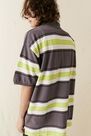 Urban Outfitters - ASSORT iets frans... Lime & Grey Stripe Pique Polo Shirt Urban Outfitters - ASSORT iets frans... Lime & Grey Stripe Pique Polo Shirt