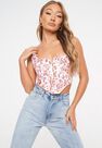 Missguided - Red Floral Crepe Corset Top Missguided - Red Floral Crepe Corset Top