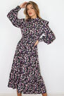 Missguided - Black Floral Shoulder Pad Midi Dress Missguided - Black Floral Shoulder Pad Midi Dress