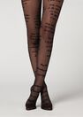 Calzedonia - BLACK 30 Denier Sheer Tights with Hope Print Calzedonia - BLACK 30 Denier Sheer Tights with Hope Print