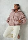 Missguided - Pink Rose High Neck Statement Puffer Coat Missguided - Pink Rose High Neck Statement Puffer Coat