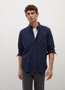 Mango - navy Regular fit checked flannel shirt Mango - navy Regular fit checked flannel shirt