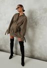 Missguided - Kahki Tie Cuff Balloon Sleeve Skater Dress Missguided - Kahki Tie Cuff Balloon Sleeve Skater Dress