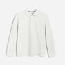 Reserved - White Long-Sleeved Melange Polo Shirt, Kids Boy Reserved - White Long-Sleeved Melange Polo Shirt, Kids Boy