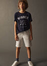 Mango - Navy Printed Cotton-Blend T-Shirt, Kids Boy Mango - Navy Printed Cotton-Blend T-Shirt, Kids Boy