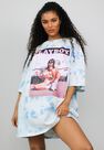 Missguided - Blue Playboy X Missguided Tie Dye Text Graphic Drop Shoulder Short Sleeve T Shirt Dress Missguided - Blue Playboy X Missguided Tie Dye Text Graphic Drop Shoulder Short Sleeve T Shirt Dress
