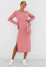 Missguided - Rose Pink Rose Rib Belted Maternity Midi Dress Missguided - Rose Pink Rose Rib Belted Maternity Midi Dress