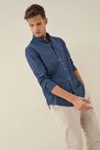 Salsa Jeans - Blue Slim fit shirt with microprint Salsa Jeans - Blue Slim fit shirt with microprint
