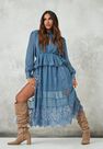 Missguided - Blue Lace Insert Midaxi Smock Dress Missguided - Blue Lace Insert Midaxi Smock Dress