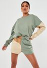 Missguided - Green Co Ord Colourblock Sweatshirt Missguided - Green Co Ord Colourblock Sweatshirt