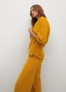 Mango - Medium Yellow Textured Flowy Trousers, Women Mango - Medium Yellow Textured Flowy Trousers, Women