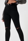 Missguided - Black High Waist Slash Knee Skinny Jeans Missguided - Black High Waist Slash Knee Skinny Jeans