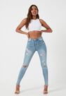 Missguided - Blue High Waist Authentic Ripped Skinny Jeans Missguided - Blue High Waist Authentic Ripped Skinny Jeans