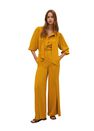 Mango - Medium Yellow Textured Flowy Trousers, Women Mango - Medium Yellow Textured Flowy Trousers, Women