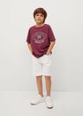 Mango - Dark Red Printed Cotton-Blend T-Shirt, Kids Boy Mango - Dark Red Printed Cotton-Blend T-Shirt, Kids Boy