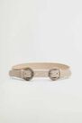 Mango - Lt-Pastel Brown Double Buckle Belt, Women Mango - Lt-Pastel Brown Double Buckle Belt, Women