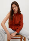 Mango - medium orange Asymmetric neckline blouse, Women Mango - medium orange Asymmetric neckline blouse, Women