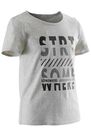 DOMYOS - Boys' recycled short-sleeved gym t-shirt 100 - heathered grey print DOMYOS - Boys' recycled short-sleeved gym t-shirt 100 - heathered grey print