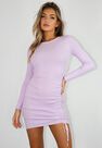 Missguided - Mauve Petite Lilac Rib Knit Ruched Side Mini Dress Missguided - Mauve Petite Lilac Rib Knit Ruched Side Mini Dress