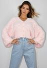 Missguided - Pink Pointelle Feather Knit Cardigan Missguided - Pink Pointelle Feather Knit Cardigan