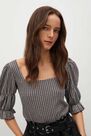 Mango - brown Textured check t-shirt Mango - brown Textured check t-shirt