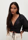 Mango - black Cotton blouse with ruched detail Mango - black Cotton blouse with ruched detail