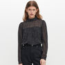 Reserved - Ladies’ Patterned Blouse With Stand Up Collar - Black Reserved - Ladies’ Patterned Blouse With Stand Up Collar - Black