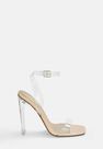 Missguided - Nude Square Toe Clear Heels Missguided - Nude Square Toe Clear Heels
