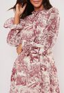 Missguided - Red Red China Print Frill Plunge Smock Dress Missguided - Red Red China Print Frill Plunge Smock Dress