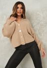 Missguided - Stone Fluffy Textured Knit Cardigan Missguided - Stone Fluffy Textured Knit Cardigan