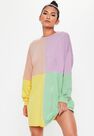 Missguided - Pink Oversized Colourblock Sweater Dress Missguided - Pink Oversized Colourblock Sweater Dress