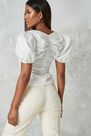 Missguided - White Poplin Ruched Puff Sleeve Top Missguided - White Poplin Ruched Puff Sleeve Top