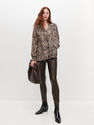 Reserved - Ladies’ Patterned Blouse With Peplum Hem - Multicolor Reserved - Ladies’ Patterned Blouse With Peplum Hem - Multicolor