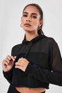 Missguided - Black Mesh Panel Cropped Hoodie Missguided - Black Mesh Panel Cropped Hoodie
