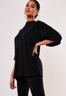 Missguided - Black Black Ribbed Oversized T Shirt And Leggings Co Ord Set Missguided - Black Black Ribbed Oversized T Shirt And Leggings Co Ord Set