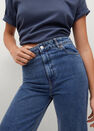 Mango - Open Blue Frayed Hem Culotte Jeans, Women Mango - Open Blue Frayed Hem Culotte Jeans, Women