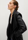 Mango - black Leather-effect coat with belt Mango - black Leather-effect coat with belt