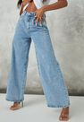 Missguided - Light Blue Pleated Waistband Wide Leg Jeans Missguided - Light Blue Pleated Waistband Wide Leg Jeans