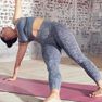 DOMYOS - XS Seamless 7/8 Dynamic Yoga Leggings - Mottled Coral - Dark Grey DOMYOS - XS Seamless 7/8 Dynamic Yoga Leggings - Mottled Coral - Dark Grey
