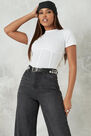 Missguided - White Rib Short Sleeve Corset T Shirt Missguided - White Rib Short Sleeve Corset T Shirt