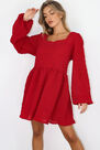 Missguided - Burgundy Shirred Textured Smock Dress Missguided - Burgundy Shirred Textured Smock Dress