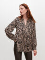 Reserved - Ladies’ Patterned Blouse With Peplum Hem - Multicolor Reserved - Ladies’ Patterned Blouse With Peplum Hem - Multicolor